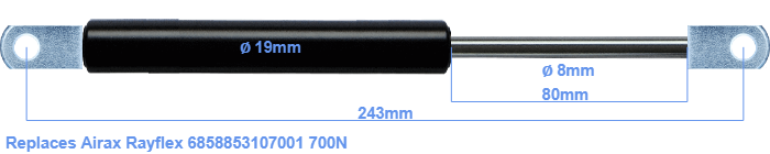 Replacement for Airax Rayflex 6858853107001 700N - Gasspringsshop.com