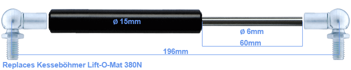 2x Gasdruckfeder Ersatz LIFT-O-MAT 380N 195mm