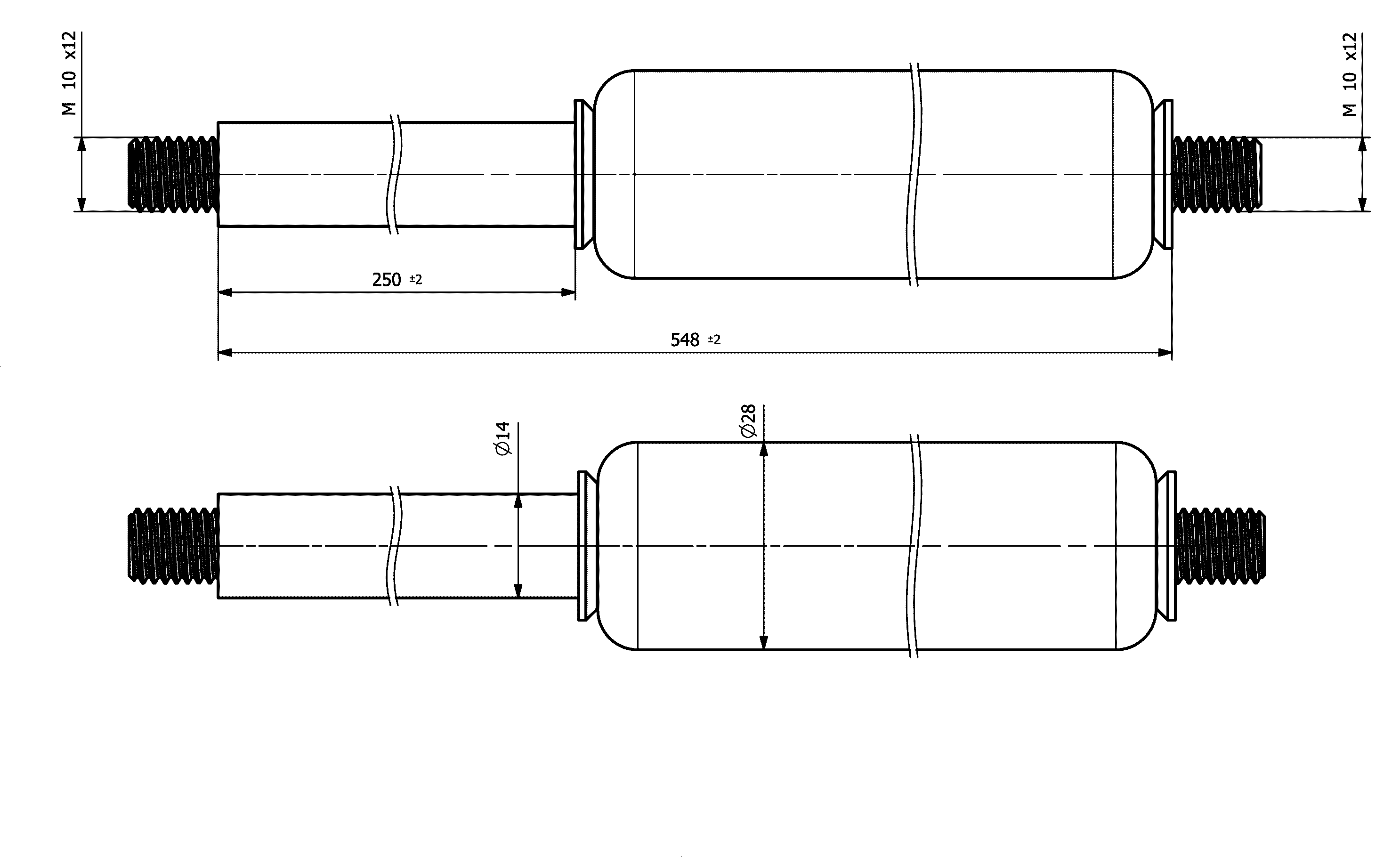 Gas spring 14-28 Stroke 250 - Gasspringsshop.com
